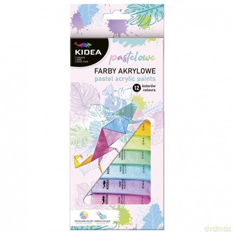 Farby akrylowe pastelowe 12x12ml kidea