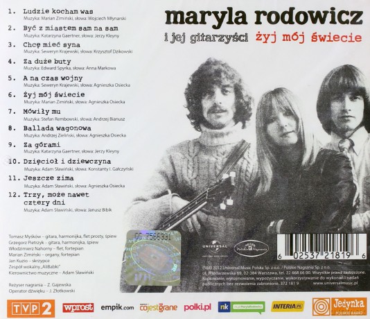 Maryla Rodowicz I Jej Gitarzyści: Żyj Mój Świecie [CD]