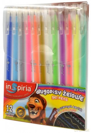 Inspiria - Dlugopisy Zelowe 12 Kol. 8458