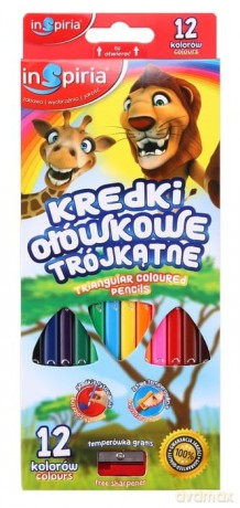 Inspiria - Kredki Trojkatne 12 Kol. 3934