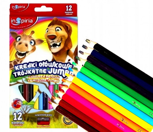 Inspiria - Kredki Trojkatne Jumbo 12 Kol