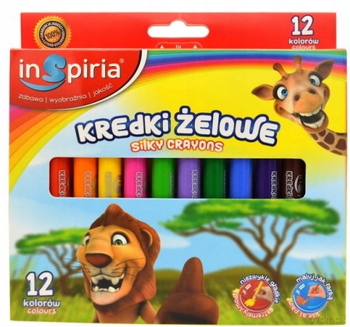 Inspiria - Kredki Zelowe 12 Kol. 8434