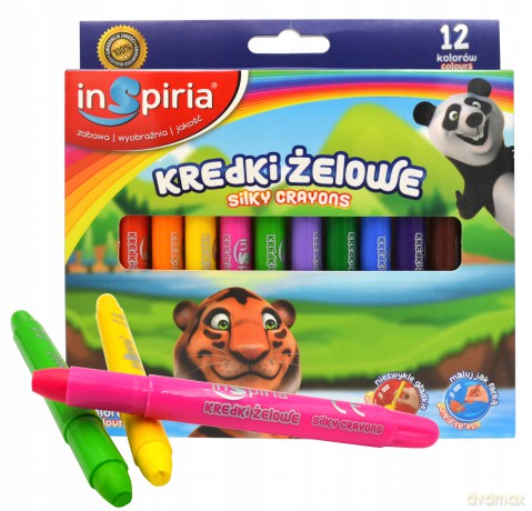 Inspiria - Kredki Zelowe 12 Kol. 8434