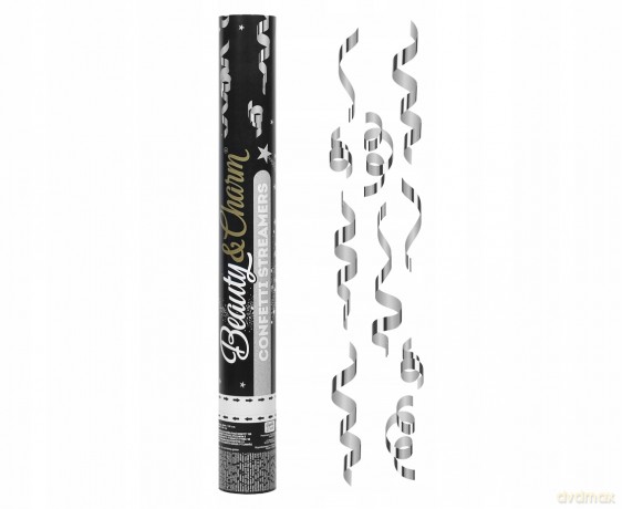 Konfetti pneumatyczne B;C Serpentyny srebrne 40 cm