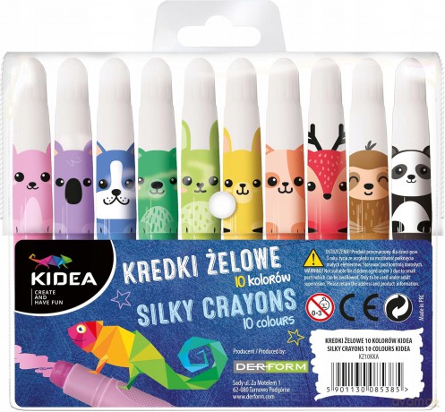 Kredki Żelowe 10 Kolorów Kidea