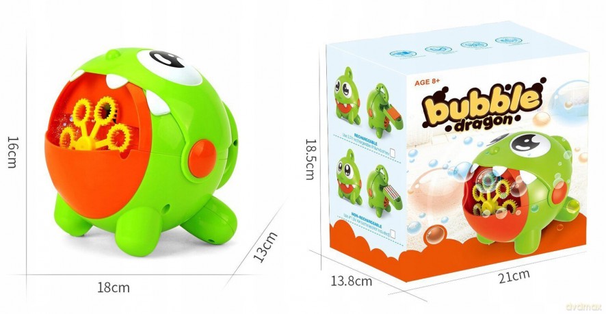 Maszyna do baniek mydlanych Smok bo 16x13x12 cm ładowarka usb 004629