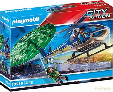 Playmobil- Policyjny śmigłowiec: Ucieczka ze spadochronem 70569