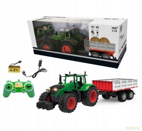 Traktor z przyczepą na radio, rozmiar: 65 cm, ładowanie usb, 2, 4GHz, ak