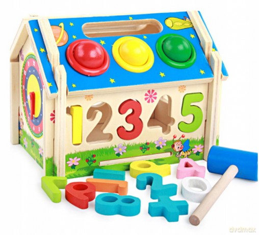 Zabawka drewniana domek, sorter edukacyjny ZHI-101