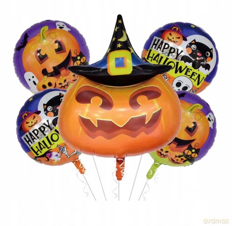 Zestaw balonów foliowych Halloween dynia+4okrągłe