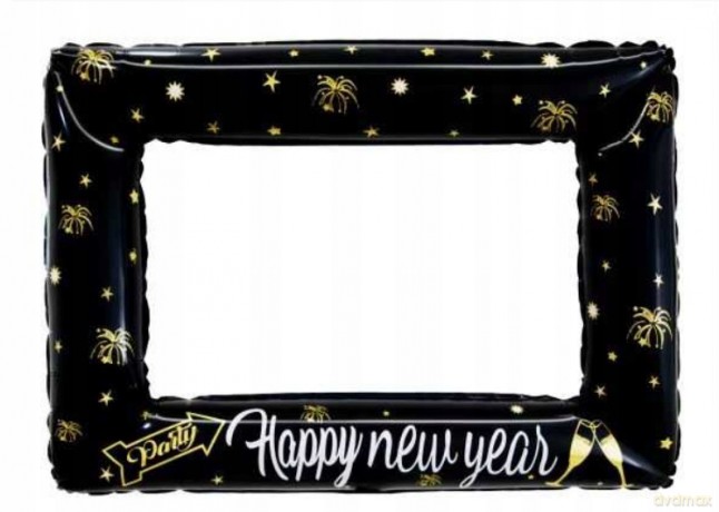 Zestaw balonów foliowych sylwestrowych Happy New Year 5 szt (szampan, 2 okrągłe, 2 gwiazdki)