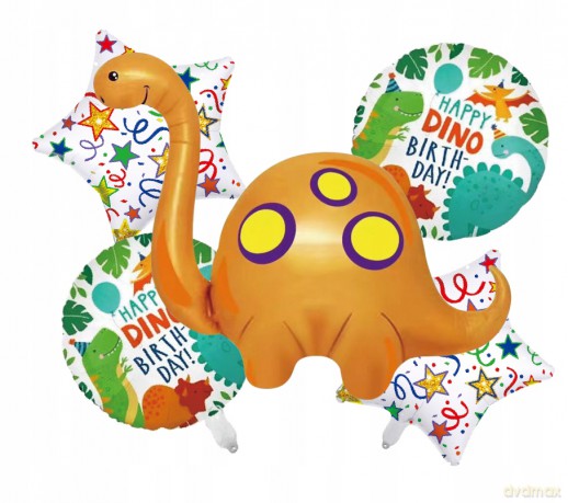 Zestaw balonów Happy Birthday dino 5el