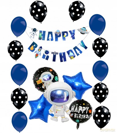 Zestaw balonów Happy Birthday dinozaur (1 baner, 5 foliowych, 12 gumowych) 61618