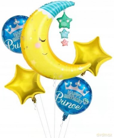 Zestaw balonów Happy Birthday księżyc niebieski 5el