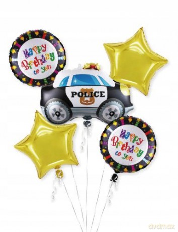 Zestaw balonów Happy Birthday policja 5el