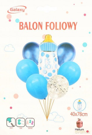 Zestaw balonów It;s a boy (1 foliowy 40x78 cm, 6 gumowych) 60939