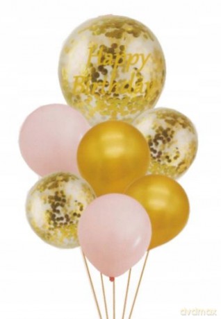 Zestaw balonów urodzinowych (1 gumowy 45 cm Happy Birthday, 6 gumowych 30 cm) 60926