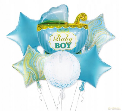 Zestaw balonów wózek Baby Boy niebieski 6el