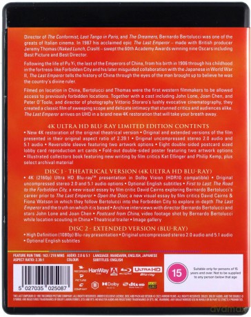 The Last Emperor (Ostatni cesarz) [Blu-Ray 4K]+[Blu-Ray]