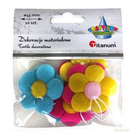 Aplikacje materiałowe kwiaty 45x45mm mix 10 szt