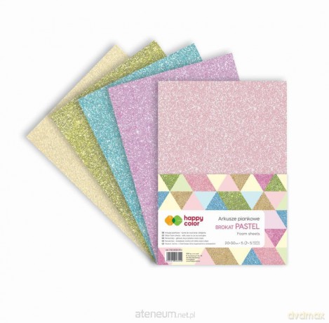 Arkusze piankowe A4 5 szt brokat pastel