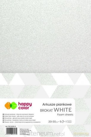 Arkusze piankowe brokat A4 białe 5 szt.