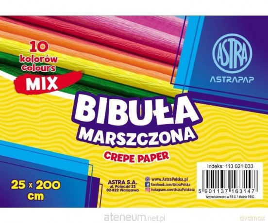 Bibuła marszczona 25x200 cm mix (10 szt)