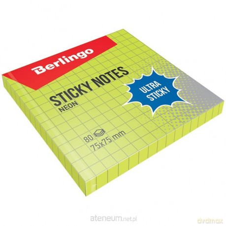 Bloczek samoprzylepny 75x75 zielony kratka 80K