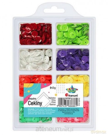 Cekiny 8mm okrągłe pastelowe 8 kolorów x 3g