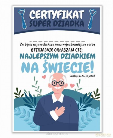 Certyfikat A4 Dzień Super Dziadka 5 szt
