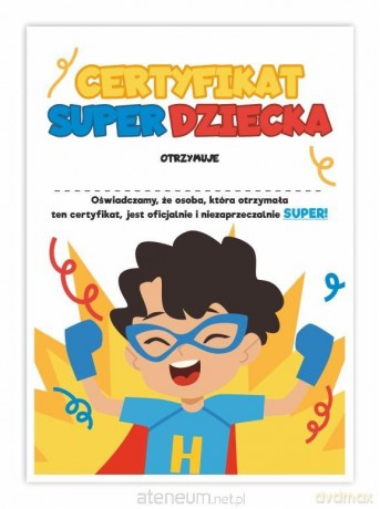 Certyfikat A4 Super Dziecka - Chłopiec 10 szt
