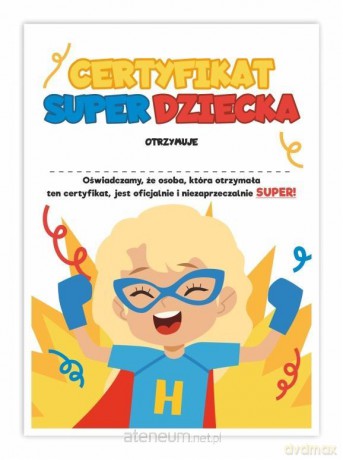 Certyfikat A4 Super Dziecka - Dziewycznka 10 szt