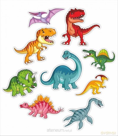 Dekoracje okienne dwustronne - Dinozaury 01 9 szt