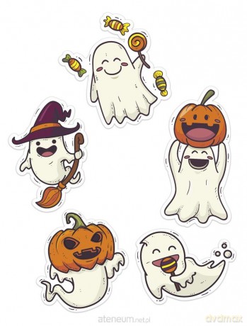 Dekoracje okienne Halloween - Duszki 5 szt