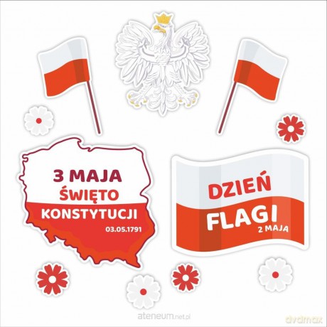 Dekoracje okienne patriotyczne - 2-3 maja 02 11 szt