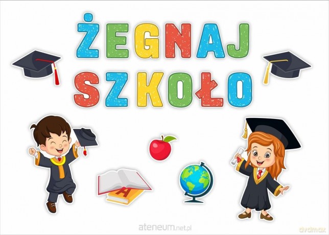 Dekoracje okienne szkoła - Żegnaj szkoło 19 szt.