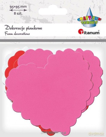 Dekoracje piankowe serca z falbanką mix 8 szt