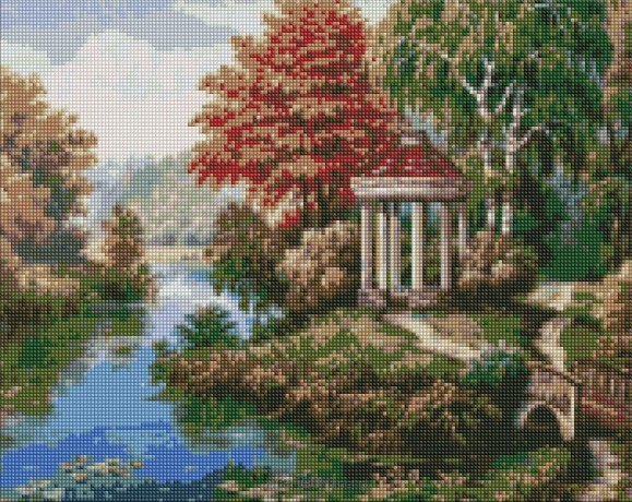 Diamentowa mozaika - Altanka nad rzeką 40x50 cm