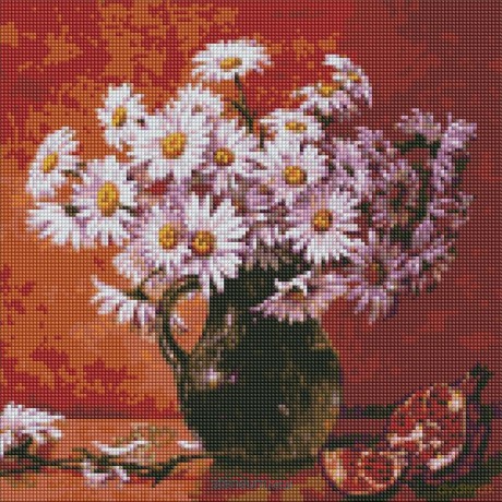Diamentowa mozaika - Bukiet stokrotek40x40