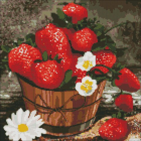 Diamentowa mozaika - Bukiet truskawkowy 40x40 cm