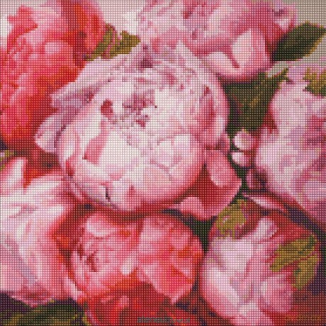 Diamentowa mozaika - Delikatne piwonie 40x40 cm