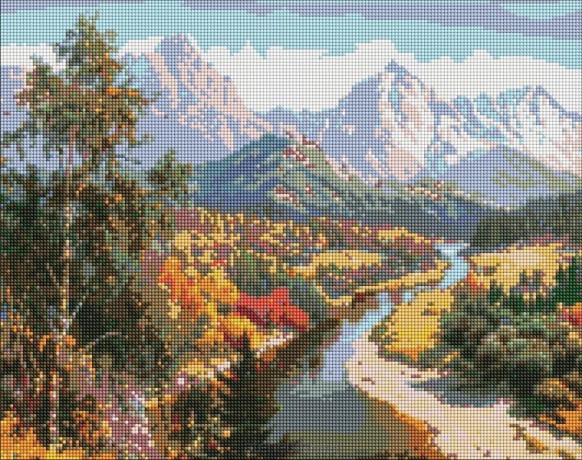 Diamentowa mozaika - Jesień w górach 40x50 cm