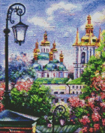 Diamentowa mozaika - Kijów na wiosnę 40x50 cm