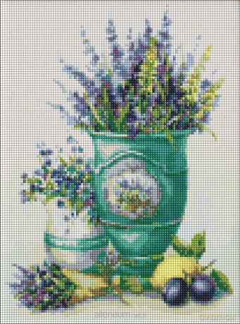Diamentowa mozaika - Lawenda w doniczce 30x40 cm