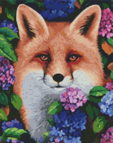 Diamentowa mozaika - Lis w hortensji 40x50 cm