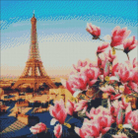Diamentowa mozaika - Magnolie paryskie 40x40 cm