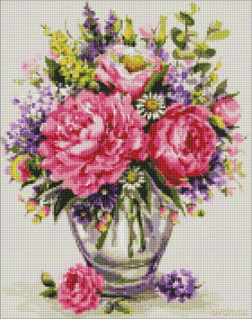 Diamentowa mozaika - Malownicze piwonie 40x50 cm