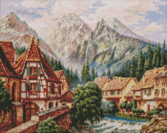 Diamentowa mozaika - Miasto w górach 40x50 cm