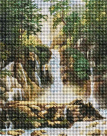 Diamentowa mozaika - Pejzaż z wodospadem 40x50 cm
