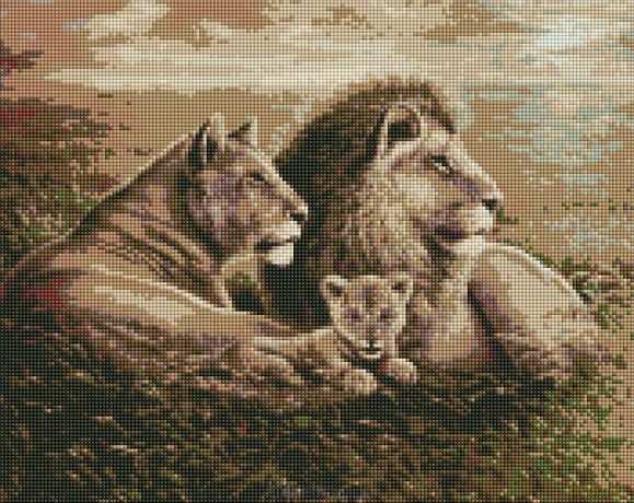 Diamentowa mozaika - Rodzina lwów 40x50 cm